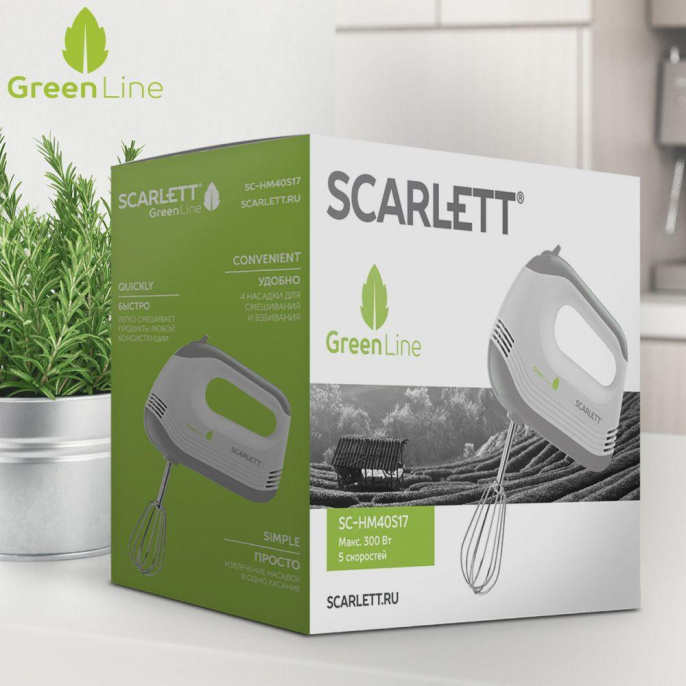 Миксер Scarlett SC-HM40S17, ручной, белый