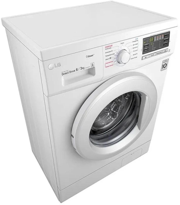 Стиральная машина LG F1296CDS0X, с фронтальной загрузкой, 6кг, 1200об/мин, с паром, с сушкой, инверторная