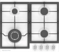 Газовая варочная панель ZIGMUND & SHTAIN G 14.6 W,  4 конфорки,  эмалированная сталь,  белый