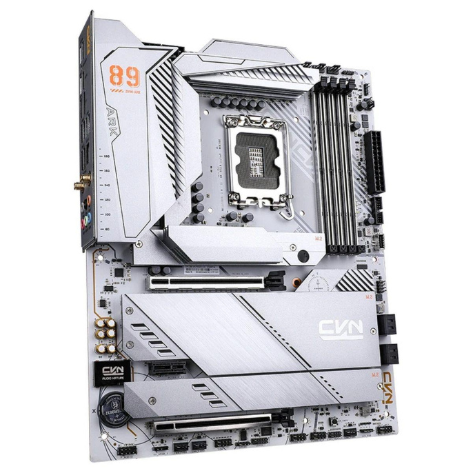 Материнская плата Colorful CVN Z890 ARK FROZEN V20 Z890, LGA1851, 4*DDR5, 2*PCIEx16, 1*PCIEx1, 5*M.2, 3*TypeC, 2*USB3.2Gen2, 6*USB3.2Gen1, 6*USB2.0, 4*SATA3.0, 2.5G, Type-C DP, DP, HDMI, ATX, RTL CVN Z890D5 ARK FROZEN V20