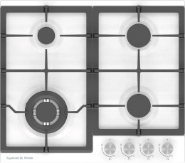 Газовая варочная панель ZIGMUND & SHTAIN G 14.6 W,  4 конфорки,  эмалированная сталь,  белый