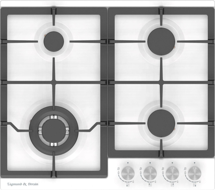 Газовая варочная панель ZIGMUND & SHTAIN G 14.6 W,  4 конфорки,  эмалированная сталь,  белый