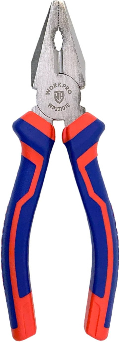 Пассатижи WorkPro WP231016 160мм материал: углеродистая сталь, кованая углеродистая сталь с покрытием Ni-Fe для долговечности, удобные двухкомпонентные рукоятки, обтекаемый дизайн с надежным захватом губок с насечкой и накаткой
