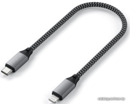 Кабель Satechi USB-C to Lightning MFI Cable. Длина кабеля: 25 см. Цвет: серый космос. (ST-TCL10M)