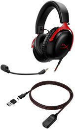 Гарнитура игровая HYPERX Cloud III,  для компьютера и игровых консолей, мониторные,  проводные, черный  / красный [727a9aa]