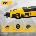 Гравер Deli DL-DM03-E1 130Вт, цанга 3,2мм, 10000-32000об/мин, кейс + 41 аксессуар