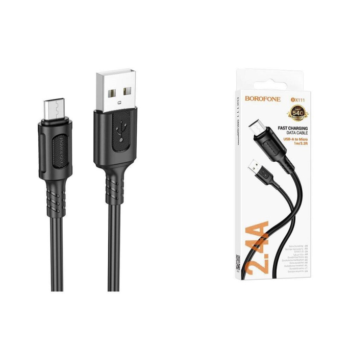 BOROFONE BX111/ USB кабель Micro/ 1m/ 2.4A/ Black (B-15066)