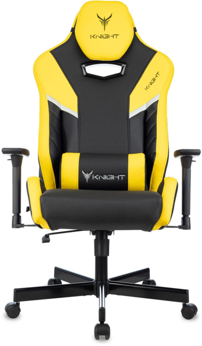 Кресло игровое Knight Thunder 5X черный/желтый экокожа с подголов. крестов. металл