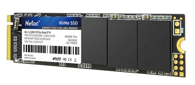 SSD накопитель NETAC N930E Pro NT01N930E-128G-E4X 128ГБ, M.2 2280, PCIe 3.0 x4, NVMe, M.2, rtl
