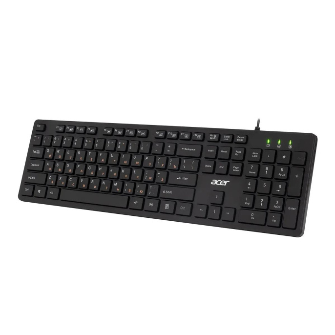 Клавиатура Acer OKW122, проводная, USB, мембранная, черный [zl.kbdee.00c]