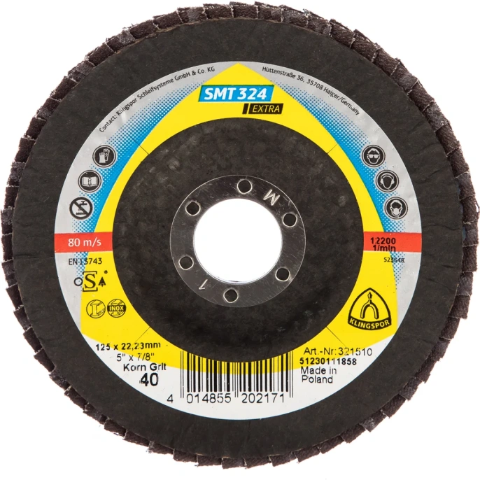 Лепестковый тарельчатый круг Klingspor SMT324 125x22,2мм, P40 321510