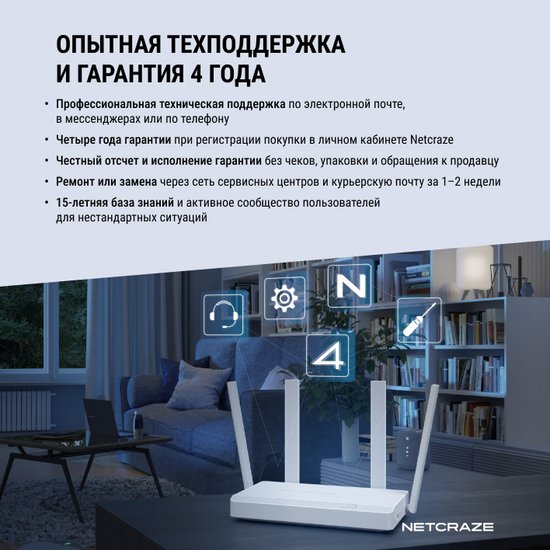 4G Wi-Fi роутер Netcraze Explorer 4G NC-4910 802.11ac Wi-Fi 5 , 2.4 ГГц/5 ГГц, до 1200 Mbps, 802.1X, WAN, 4xFast LAN