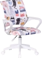 Детское компьютерное кресло Defender Fiesta белый + принт коты, ткань, класс1. 64815