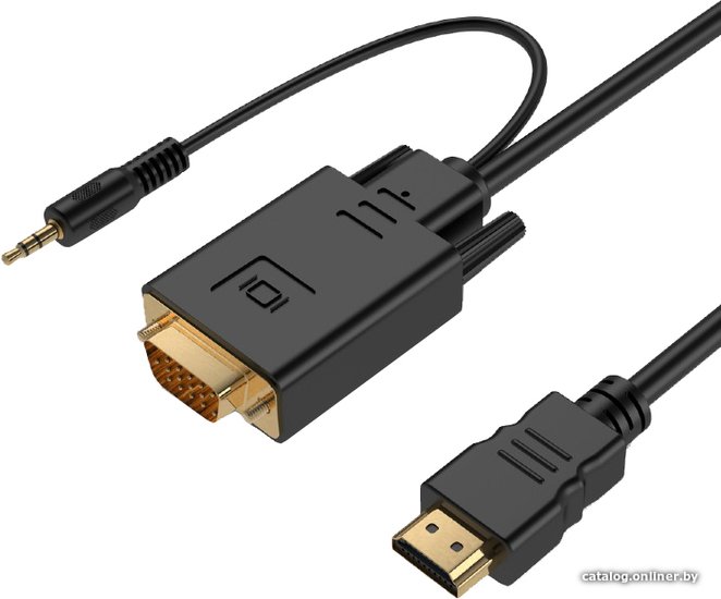 Кабель Cablexpert HDMI-VGA A-03-6, 19M/15M + 3.5Jack, 1.8м, черный, позол.разъемы, пакет A-HDMI-VGA-03-6 098021