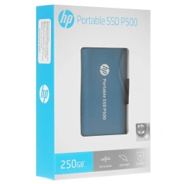 HP Внешний накопитель SSD USB3.2 HP P500 250GB 7PD50AA USB 3.2 Gen2, 420/260Mbps, 6K/19K IOPs, металл, Кабель+ переходник, цвет синий