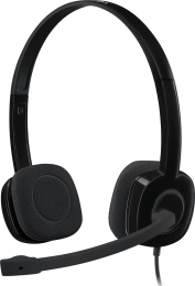 Гарнитура Logitech H151, для компьютера/мобильных устройств, накладные, проводные, черный [981-000590]