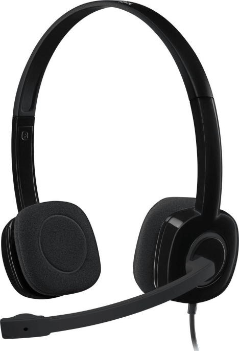 Гарнитура Logitech H151, для компьютера/мобильных устройств, накладные, проводные, черный [981-000590]