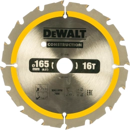 Пильный диск CONSTRUCT 165х20 мм, 16Т, ATB +24град DEWALT DT1948 DT1948 CONSTRUCT