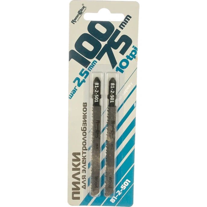 Полотно для электролобзика по дереву, пластику, 75 мм, шаг 2.5 мм, 2 шт. РемоКолор 81-2-501