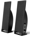 Акустика Sven 230 Black SV-0110230BK выходная мощность: 2x2Вт, частотный диапазон: 100-20000 Гц, разъем для подключения наушников, поворотная ручка регулировки уровня громкости на боковой панели, пластиковый корпус, выключатель питания, размер: 65x200x