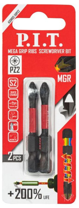 Бита P.I.T. ASDR02-50PZ2 ударная магнитная PZ2x50 мм, MGR, IMPACT, торсионная зона, 2 шт