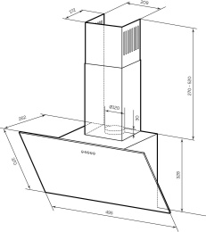 Вытяжка каминная LEX Moza 500,  кнопочное управление,  черный [chti000395]