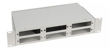 Cabeus FO-CS-19-6FP-GY Кросс бокс оптический 19" 2U на 6 адаптерных панелей, цвет серый