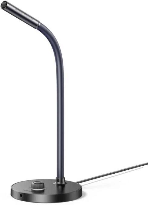 Микрофон UGREEN CM564-90416 настольный, без шумоподавления Ручка регулировки громкости микрофона. Аудиопорт 3,5 мм: аудиовыход ПК/ноутбук. Частота дискретизации: 1 6 бит/48 кГц. Направленность: всенаправленная. Частотная характеристика: 100-15000 Гц. Отно