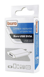Сетевое зарядное устройство Buro TJ-164w,  USB-A,  5Вт, 1A, белый