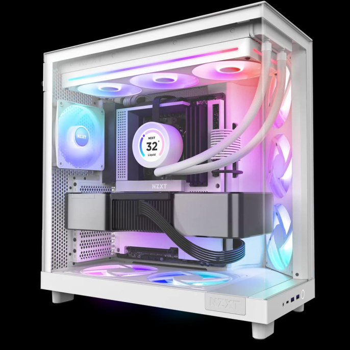 Кулер для корпуса ПК/ Case Cooler NZXT F360 RGB Core 120x120x25mm, 4-pin PWM, RGB, 75.12CFM, 30dBA, 2400RPM, White, Single-Frame RGB Fan Unit RF-U36HF-W1