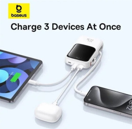 Внешний аккумулятор Baseus PPQDP10 (P10067101213-00) Qpow Pro+ Digital Display Fast Charge Power Bank 10000mAh 22.5W Type-C Edition Moon White