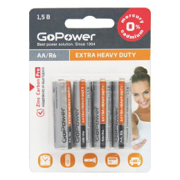 Батарейка GoPower R6 AA BL4 Heavy Duty 1.5V (4/48/576) (00-00015594)