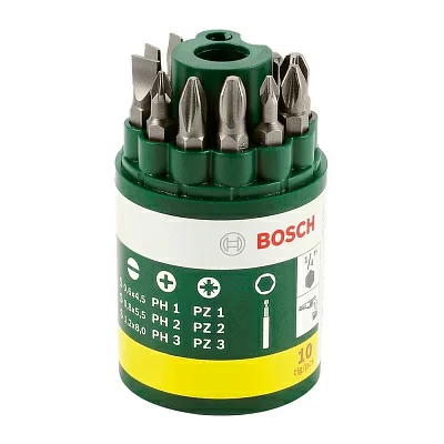 Набор оснастки Bosch Набор бит Bosch 10 шт (9 бит 25 мм + универсальный держатель) (2607019454)