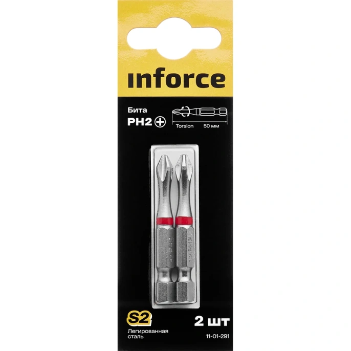 Бита (2 шт; PH2; 50 мм) торсионная Inforce 11-01-291