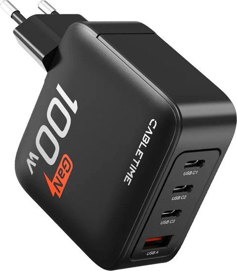 Зарядное устройство CABLETIME G100B (CT-GAN100-PB) GaN PD3.0 3C1A 100 Вт, черный