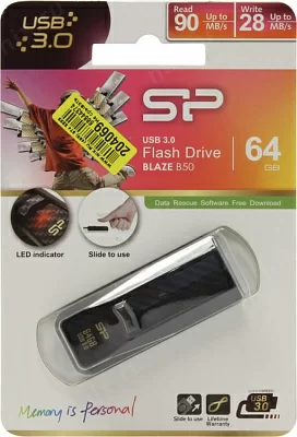 Накопитель Silicon Power Blaze B50 SP064GBUF3B50V1K USB3.0 Flash Drive 64Gb (RTL)