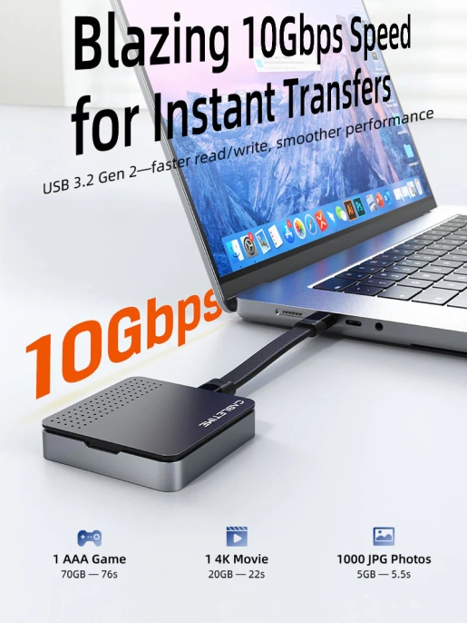 Корпус SSD-накопителя USB CABLETIME CB33G (CT-SSD04-AG) C-NVMe M.2 10 Гбит/с