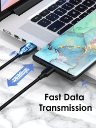 Кабель CABLETIME CA32H (CT-C160-U32(3A)-CMAM1-B1) 1 м, 3A ПВХ USB-A2.0 на USB-C, черный
