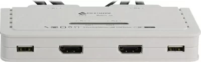 Переключатель Multico EW-K13022DP 2-port Dual Monitor USB KVM Switch (клавUSB+мышьUSB+DP+Audio проводнойПДУ кабели несъемные)