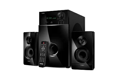 SVEN MS-2100, черный, акустическая система 2.1, мощность (RMS): 50Вт + 2х15Вт, SD/USB, FM-радио, VFD-дисплей, пульт ДУ