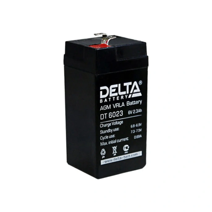Аккумуляторная батарея 6V/2.3Ah Delta DT 6023 44/47/101(107), 0.45кг, 5лет, F1  4614010040027