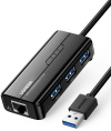 Адаптер сетевой UGREEN 20265 USB 3.0 Hub with Gigabit Ethernet Adapter. Цвет: черный (20265_)