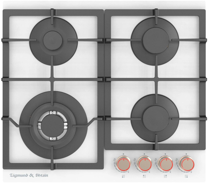 Газовая варочная поверхность Zigmund & Shtain Hi-tech MN 199.61 W стекло белое