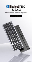 Клавиатура беспроводная UGREEN KU005 15956 2.4GHz Bluetooth5.0 Ultra Slim Wireless Keyboard. Цвет: серебристый