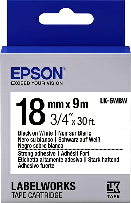 Лента Epson Tape LK5WBW Strng adh Blk/Wht 18/9