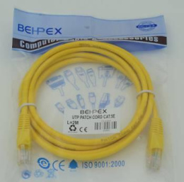 Патч-корд cat.5E molded 2м желтый RJ-45 m -RJ-45 m упак.:1шт BEHPEX