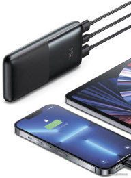 Портативное зарядное устройство Baseus PPBD040205 Bipow Pro Digital Display Fast Charge Power Bank 10000mAh 20W Purple Overseas Edition + кабель USB to Type-C 3A 0.3m White