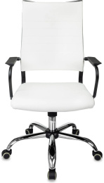 Кресло руководителя Бюрократ CH BALANCE SL, экокожа, до 150кг, топ-ган, фиксированные подлокотники,  белый