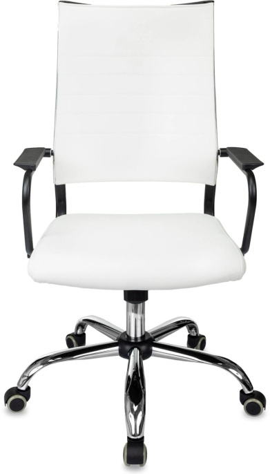 Кресло руководителя Бюрократ CH BALANCE SL, экокожа, до 150кг, топ-ган, фиксированные подлокотники,  белый