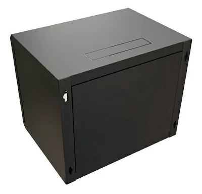 Шкаф коммутационный WRline (WR-TW-1566-GP-RAL9004) настенный 15U 600x600мм пер.дв.стекл 2 бок.пан. 60кг черный 520мм 775мм IP20 сталь